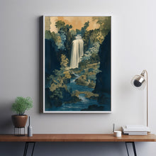 Hokusai Ukiyo-e Japanese Waterfall Wall Art Landscape Poster Print Blue Japanese Home Decor