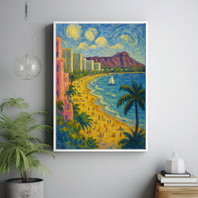 Honolulu Hawaii Travel Print, Waikiki Beach Poster, Ocean Wall Art, Tropical Paradise Decor, Surfing Gift, Vacation Memory Art