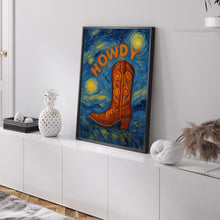 Howdy Cowgirl Boots Print - Cowgirl, Western Preppy Aesthetic, Pink Red, Trendy Preppy Funky, Cowgirl Boots, 90s Y2K Girly Dorm Art, Yee Haw