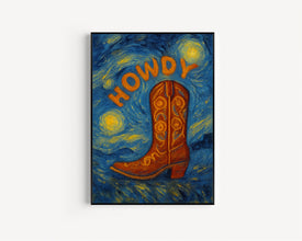 Howdy Cowgirl Boots Print - Cowgirl, Western Preppy Aesthetic, Pink Red, Trendy Preppy Funky, Cowgirl Boots, 90s Y2K Girly Dorm Art, Yee Haw
