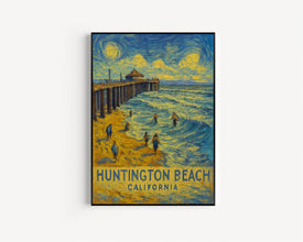 Huntington Beach California Travel Print, Huntington Beach Poster Print, Huntington Beach Wall Art, California Coast Wall Decor