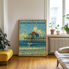 Huntington Beach Pier Poster, California Wall Art, Southern California Print, Surfboard Wall Art, Beach House Decor, US Open of Surfing