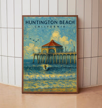 Huntington Beach Pier Poster, California Wall Art, Southern California Print, Surfboard Wall Art, Beach House Decor, US Open of Surfing