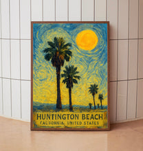 Huntington Beach Poster Print, Huntington Beach Travel Poster, Huntington Beach Van Gogh Style Wall Art, California, United States