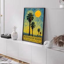 Huntington Beach Poster Print, Huntington Beach Travel Poster, Huntington Beach Van Gogh Style Wall Art, California, United States