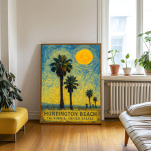 Huntington Beach Poster Print, Huntington Beach Travel Poster, Huntington Beach Van Gogh Style Wall Art, California, United States