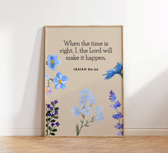 ISAIAH 6022 Print, Retro Christian Wall Art, Scripture Art, Wildflowers, Christian Poster, Bible Verse, Digital Download, Faith Poster 1639734340