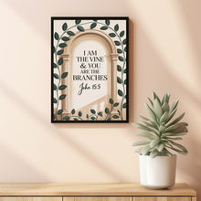 I Am The Vine You Are The Branches Vintage Christian Art Bible Verse Wall Art Christian Wall Art