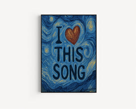 I Heart This Song Hand Drawn Cool Print, Fun Atsy Retro Minimalist Music Print, Apartment Decor, Painted Typography, Fun Music Lover Poster