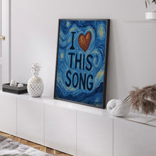 I Heart This Song Hand Drawn Cool Print, Fun Atsy Retro Minimalist Music Print, Apartment Decor, Painted Typography, Fun Music Lover Poster