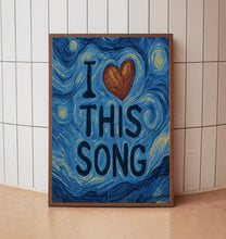 I Heart This Song Hand Drawn Cool Print, Fun Atsy Retro Minimalist Music Print, Apartment Decor, Painted Typography, Fun Music Lover Poster