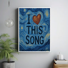 I Heart This Song Hand Drawn Cool Print, Fun Atsy Retro Minimalist Music Print, Apartment Decor, Painted Typography, Fun Music Lover Poster