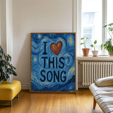 I Heart This Song Hand Drawn Cool Print, Fun Atsy Retro Minimalist Music Print, Apartment Decor, Painted Typography, Fun Music Lover Poster