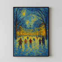 Ice Skating Children under Christmas Lights - Festive Holiday Wall Art, Cozy Winter Scene