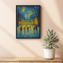 Ice Skating Children under Christmas Lights - Festive Holiday Wall Art, Cozy Winter Scene