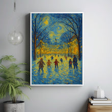 Ice Skating Children under Christmas Lights - Festive Holiday Wall Art, Cozy Winter Scene