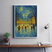 Ice Skating Children under Christmas Lights - Festive Holiday Wall Art, Cozy Winter Scene