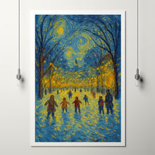Ice Skating Children under Christmas Lights - Festive Holiday Wall Art, Cozy Winter Scene