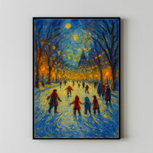 Ice Skating Children under Winter Lights - Festive Holiday Wall Art, Cozy Winter Scene