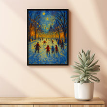 Ice Skating Children under Winter Lights - Festive Holiday Wall Art, Cozy Winter Scene