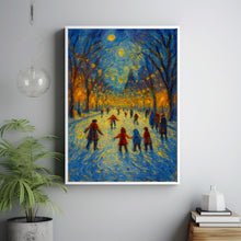 Ice Skating Children under Winter Lights - Festive Holiday Wall Art, Cozy Winter Scene