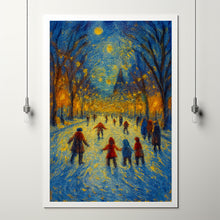 Ice Skating Children under Winter Lights - Festive Holiday Wall Art, Cozy Winter Scene