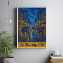 Indianapolis USA Anime Style Van Gogh style Rainy Cityscape Art, Urban Illustration, Street Scene, Modern Print, Wall Decor