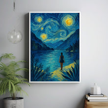 Into The Water I Go Print, Vintage Retro Style Relaxing Poster, Mountains Lake Art, Wild Swimming Travel Gift, Spiritual, Mind Soul Nature