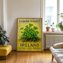 Ireland National Flower Art Print, Shamrock Wall Art, Neutral Botanical Pastel 1960_s Artwork, Ireland Flower Market Decor, C31-373