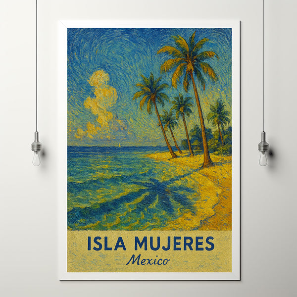 Isla Mujeres Travel Print Wall Art, Isla Mujeres - Mexico City Print, Isla Mujeres Travel Gift, Isla Mujeres City PosterVan Gogh style