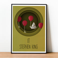 It Book Cover, Stephen King, Poster, Wall Art, Horror Literature, American Novel, Classic Horror, Clown in derry, Look at the paper boat 1729317998