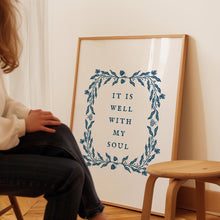It Is Well With My Soul Print Blue Botanical Christian Wall Art (Digital Download) 1842042107