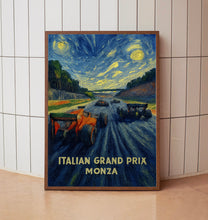 Italian Grand Prix Poster – Iconic Formula 1 Racing at Monza with Ferrari and High-Speed Action