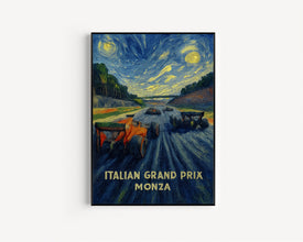 Italian Grand Prix Poster – Iconic Formula 1 Racing at Monza with Ferrari and High-Speed Action
