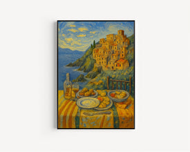 Italy Coast Travel Print, Italian Food Travel Poster Print, Amalfi Coast, Cinque Terre Coast Wall Art, Wall Art Gallery