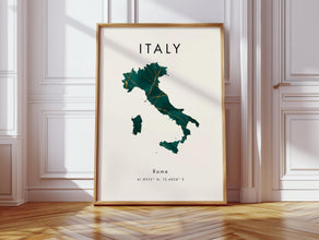 Italy Map PRINTED Poster  Green and Gold  Europe  Wall Art Print  Home Decor  Geography Map Gift  Wallpaper 4371230331