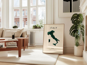 Italy Map PRINTED Poster  Green and Gold  Europe  Wall Art Print  Home Decor  Geography Map Gift  Wallpaper 4371230331