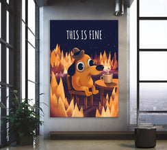 It's Fine Dog Meme Poster, Framed Canvas Wall Art, Funny Poster 1832058471