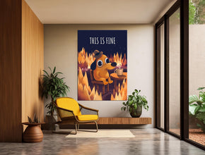 It's Fine Dog Meme Poster, Framed Canvas Wall Art, Funny Poster 1832058471
