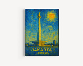 Jakarta Poster Print, Jakarta Travel Poster, Jakarta Van Gogh Style Wall Art, Jakarta, Indonesia
