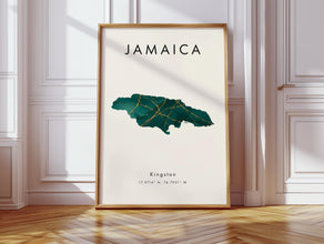 Jamaica Map PRINTED Poster  Green and Gold  North America  Wall Art Print  Home Decor  Geography Map  Gift  Wallpaper 4441273904