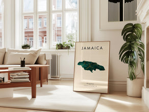 Jamaica Map PRINTED Poster  Green and Gold  North America  Wall Art Print  Home Decor  Geography Map  Gift  Wallpaper 4441273904
