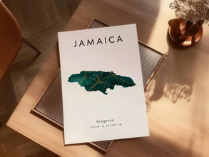 Jamaica Map PRINTED Poster  Green and Gold  North America  Wall Art Print  Home Decor  Geography Map  Gift  Wallpaper 4441273904