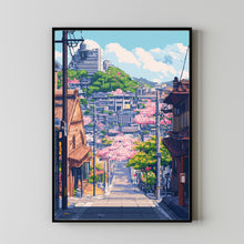 Japanese City Pixel Art Print – Old School Game Aesthetic & Retro Design