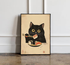 Japanese Sushi Cat Poster, Japanese cat print, Cat Lovers Gift, Japanese VIntage Wall Art, Tokyo Art Print, Kitchen Wall Art, Sushi Wall 1765563901