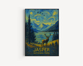Jasper National Park Travel Poster Wall Art, Jasper Canada Poster, National Parks Travel Wall Art, Jasper Canada Travel Print