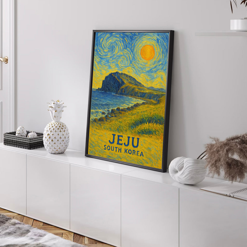 Jeju Poster Print, Jeju Travel Poster, Jeju Van Gogh Style Wall Art, J ...