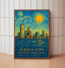 Jersey City Poster Print, Jersey City Travel Poster, Jersey City Van Gogh Style Wall Art, Jersey City, New Jersey, United States