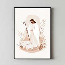 Jesus and the White Lamb in the Desert – Spiritual Poster