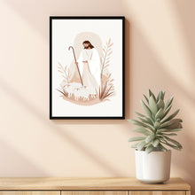 Jesus and the White Lamb in the Desert – Spiritual Poster
